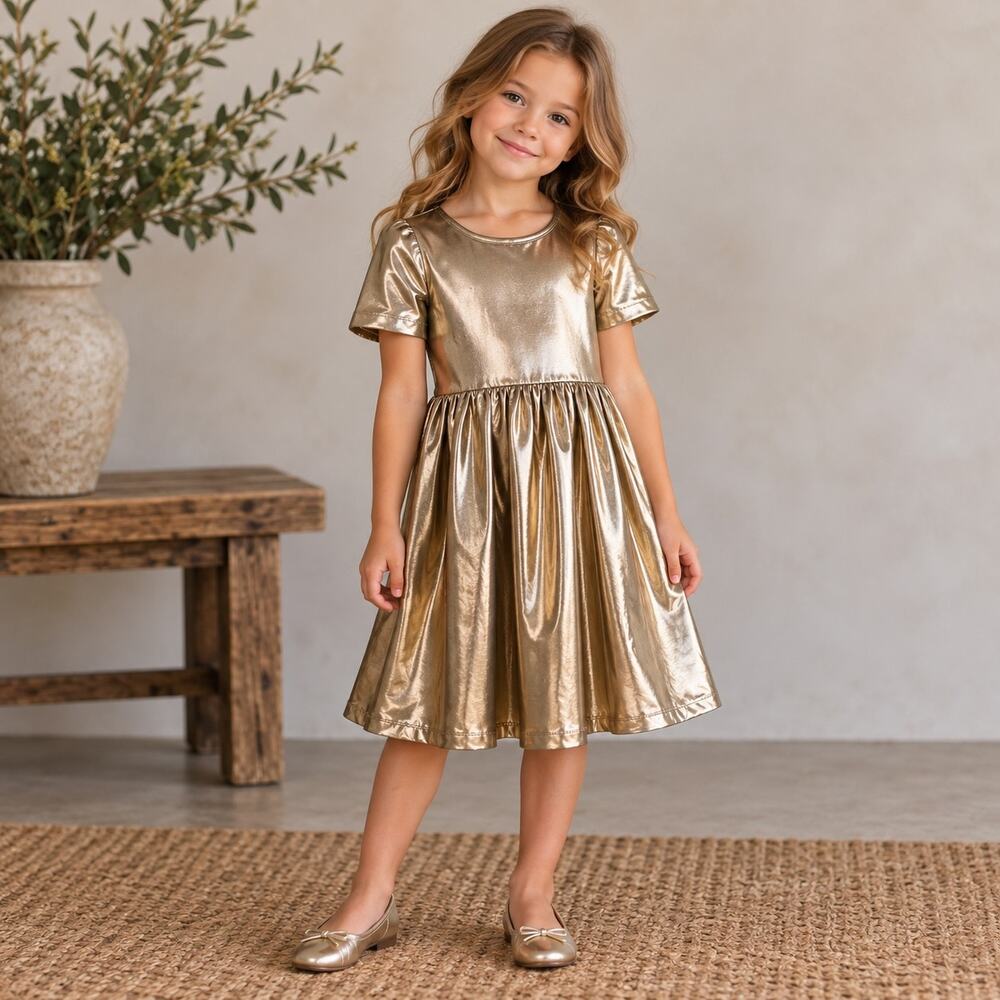 Pink Chicken Gold Short Sleeve Fit & Flare Dress 5
